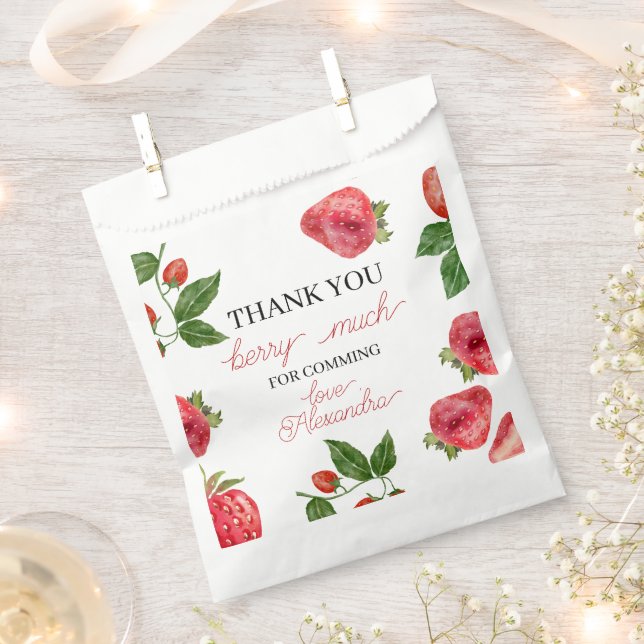 Bolsa De Papel Fresa 1er cumpleaños Berry Sweet (Cortado)