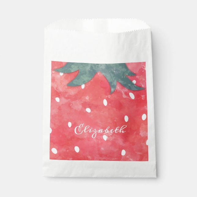 Bolsa De Papel Fresa Adorable en Acuarela (Anverso)