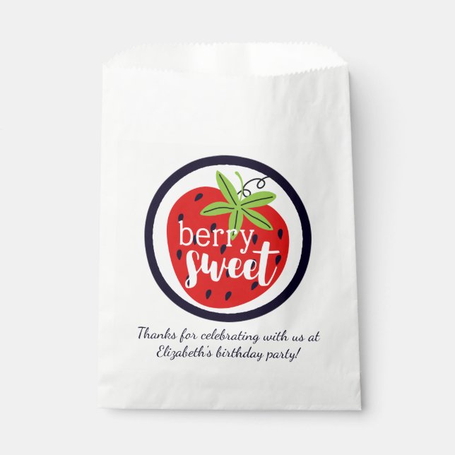 Bolsa De Papel Fresa Berry Sweet Birthday Baby Girl (Anverso)