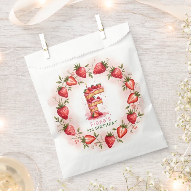 Bolsa De Papel Fresa Cumpleaños Letra Pegatina F Cake (Cortado)