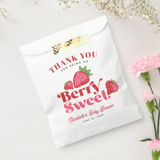 Bolsa De Papel Fresa Red Pink Berry Sweet Baby Shower (Sellado)