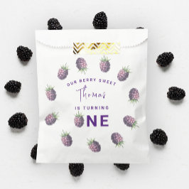 Bolsa De Papel Fresas de color de agua fiesta de primer cumpleaño