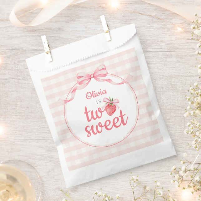 Bolsa De Papel Fresas Dos Dulces 2do Cumpleaños (Cortado)