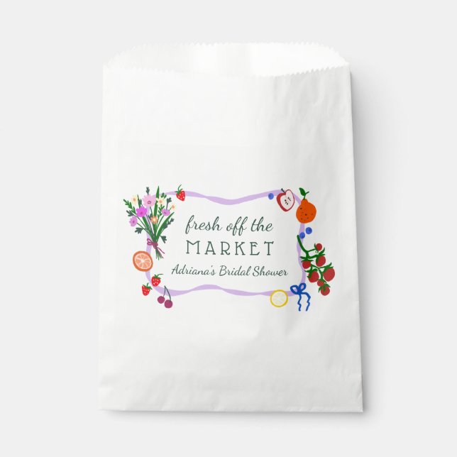 Bolsa De Papel FRESH OFF THE MARKET Cute Custom Bridal Shower (Anverso)