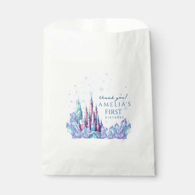 Bolsa De Papel Frozen 1st Birthday Cartoon Castle First Birthday  (Anverso)