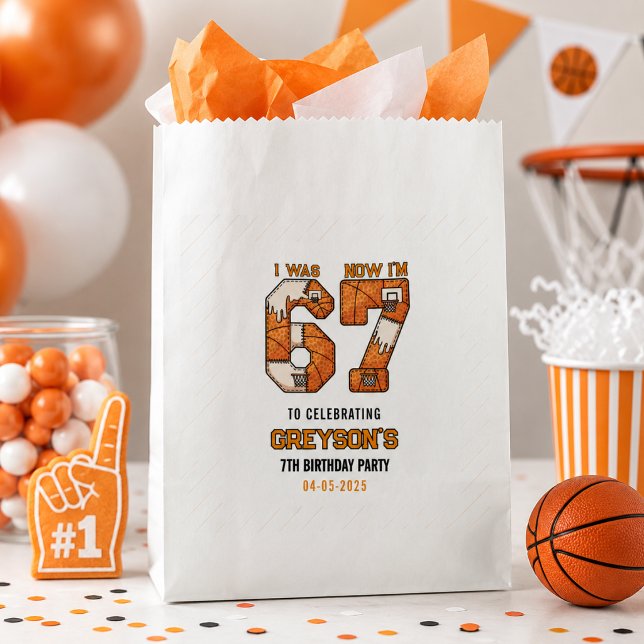Bolsa De Papel Fui 6 Ahora Soy 7 Baloncesto – Cumpleaños 7 (I Was 6 Now I’m 7 Basketball – 7th Birthday Party Favor Bag
)