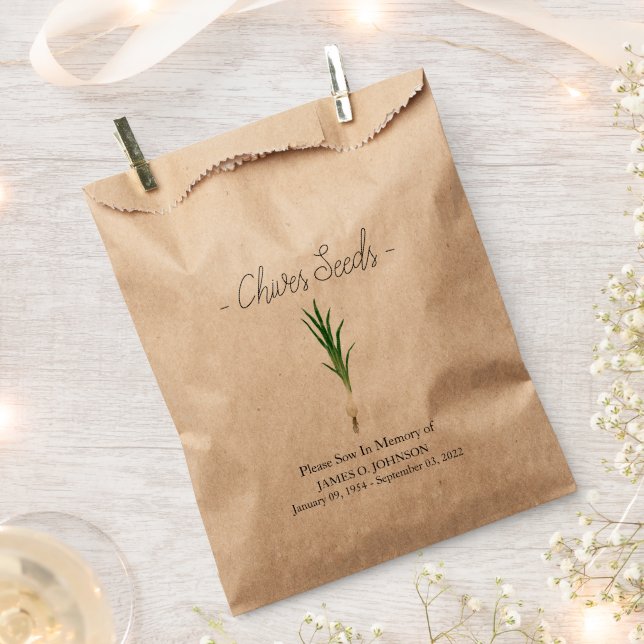 Bolsa De Papel Funeral conmemorativo de los Chives Seed (Cortado)