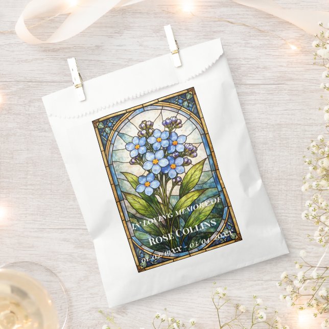Bolsa De Papel Funeral Forget me Not Stained Glass Memorial Seed  (Cortado)