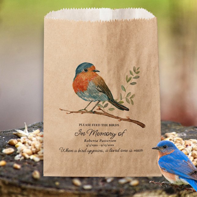 Bolsa De Papel Funeral Memorial Favor Bluebird Bird Seed  (Subido por el creador)