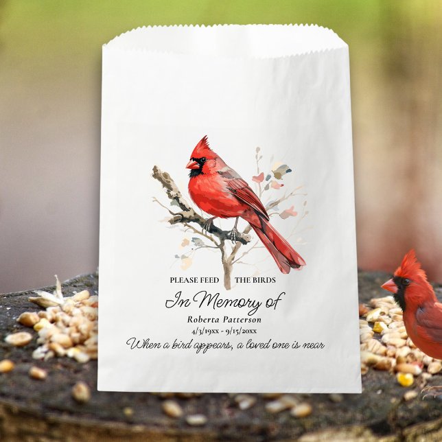 Bolsa De Papel Funeral Memorial Favor Cardinal Bird Seed  (Subido por el creador)