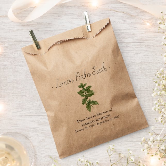 Bolsa De Papel Funeral Memorial Lemon Balm Seed (Cortado)