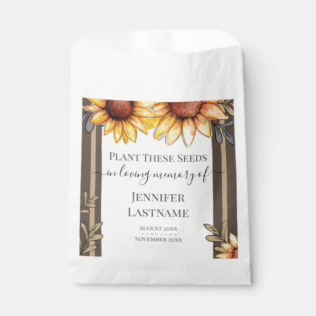 Bolsa De Papel Funeral simple girasol Keepsake Favor Bag (Anverso)