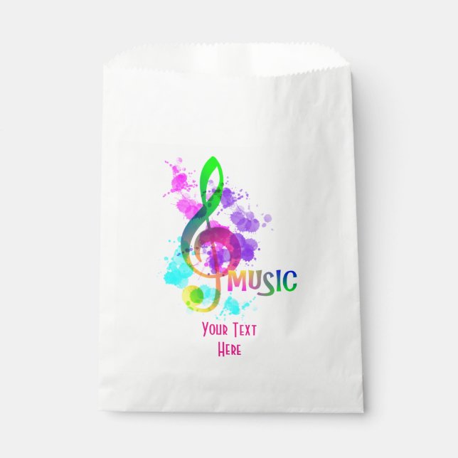 Bolsa De Papel Funky Rainbow Music Note Tema personalizado (Anverso)