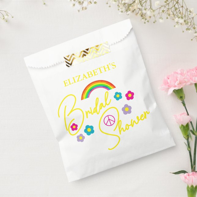 Bolsa De Papel Funky Retro Bridal Shower (Sellado)