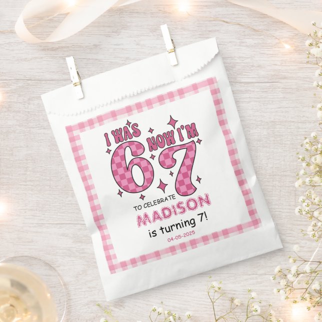 Bolsa De Papel Funny 7th Birthday | “I Was 6, Now 7” Party (Cortado)