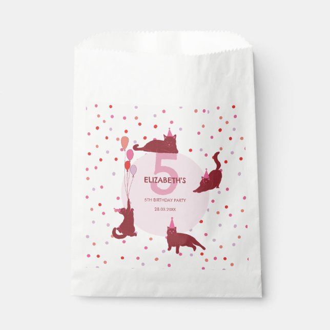 Bolsa De Papel Funny Cats Purrfect Birthday Party (Anverso)