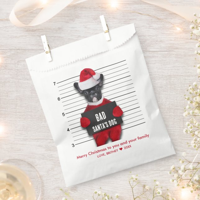 Bolsa De Papel Funny Navidades de Mugshot Bad Santa's Dog (Cortado)