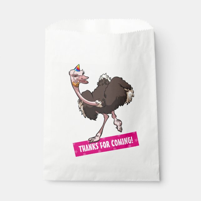 Bolsa De Papel Funny Ostrich Thanks For Coming! Party Hat Cartoon (Anverso)
