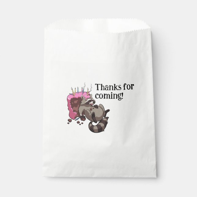 Bolsa De Papel Funny Raccoon Thanks For Coming! Party Cartoon (Anverso)