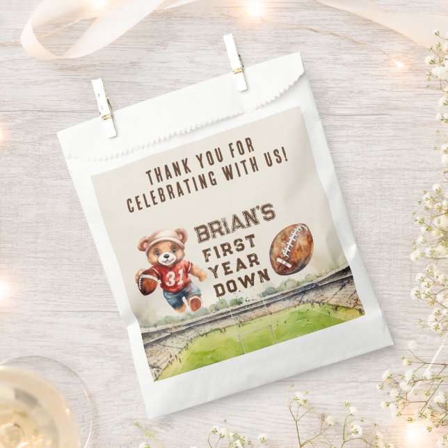 Bolsa De Papel fútbol de primer año niño primer cumpleaños (Cortado)