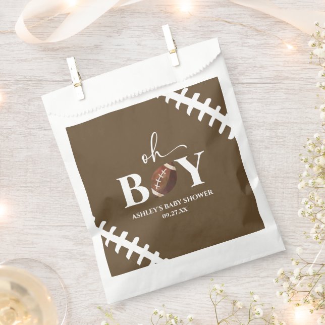 Bolsa De Papel Fútbol Oh Boy Brown White Baby Shower (Cortado)