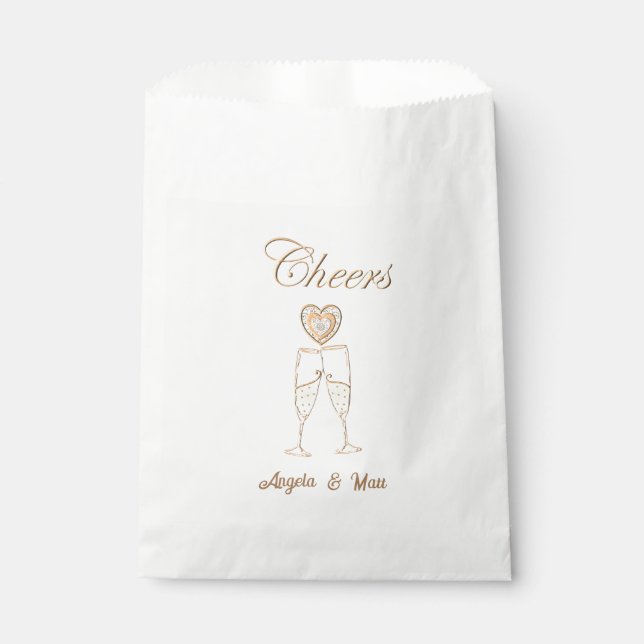 Bolsa De Papel Gafas y corazones de champán personalizados (Anverso)