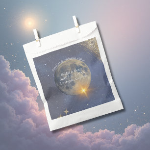 Bolsa De Papel galaxia azul elegante boda celestial