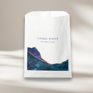 Bolsa De Papel Galaxia moderna Vibrante Marca Celeste Logo Blanco