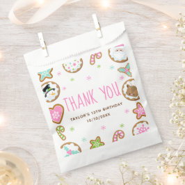 Bolsa De Papel Galletas De Navidad Cumpleaños Fiesta Rosa Gracias