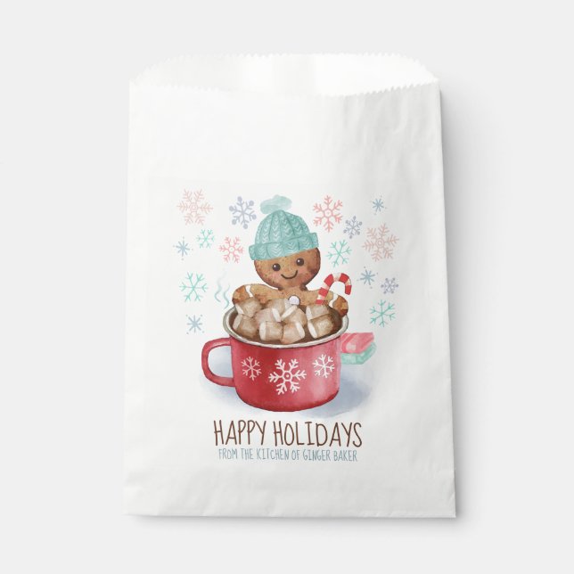 Bolsa De Papel Galletas de pan de jengibre y cacao Felices fiesta (Anverso)