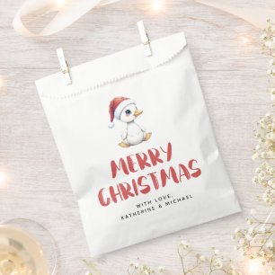 Bolsa De Papel Ganso Pato de Navidad Personalizado Acuarela