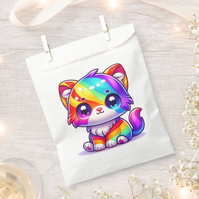 Bolsa De Papel Gatito arcoiris (Cortado)