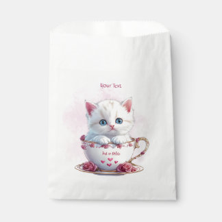 Bolsa De Papel Gatito en la copa Flores rosas favorecen a las bol