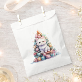 Bolsa De Papel Gatito Navideño Adorable Árbol de Navidad Colorido