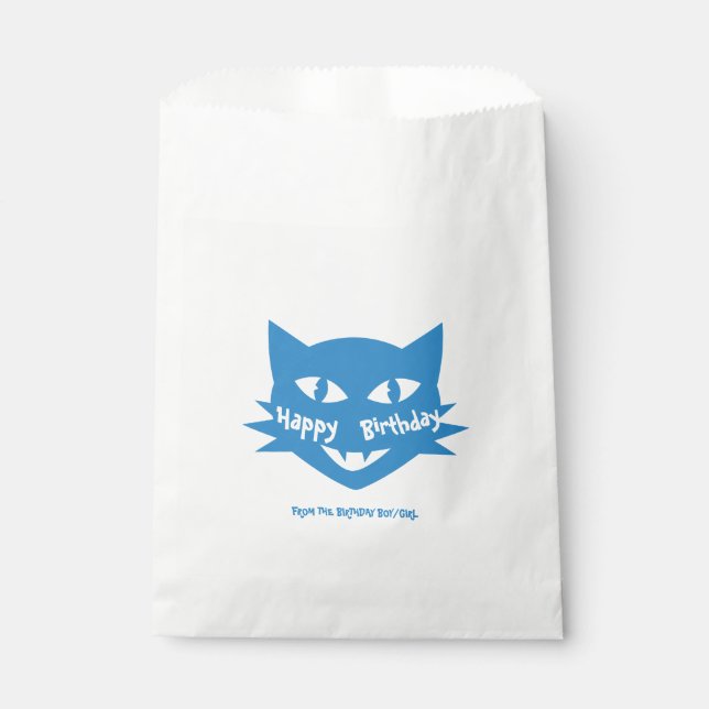 Bolsa De Papel Gato AZUL de la bolsa de la fiesta de cumpleaños (Anverso)