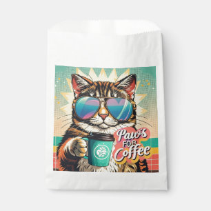 Bolsa De Papel Gato con gafas de sol de gran tamaño con café