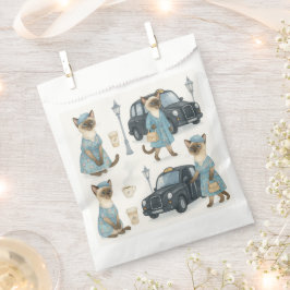 Bolsa De Papel Gato con taxi negro en Londres, Inglaterra