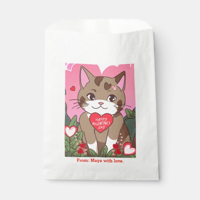 Bolsa De Papel Gato Cute Anime Valentine (Anverso)