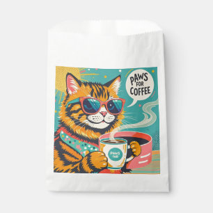 Bolsa De Papel Gato de dibujos animados de estilo retro que lleva