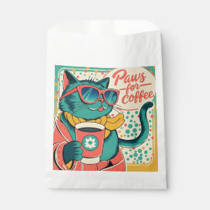 Bolsa De Papel Gato de dibujos animados de estilo retro que lleva
