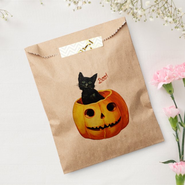 Bolsa De Papel Gato de Halloween en calabaza (Sellado)