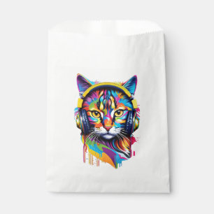 Bolsa De Papel Gato en auriculares