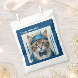 Bolsa De Papel Gato festivo disfrazado de hanukkah juguetón
