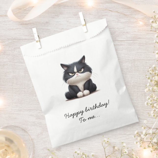 Bolsa De Papel Gato gruñón Feliz cumpleaños (Cortado)