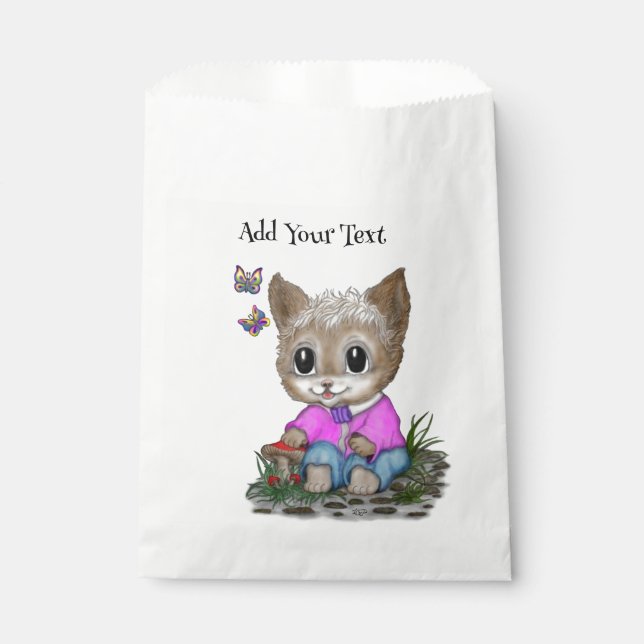 Bolsa De Papel Gato Kitty y mariposa (Anverso)