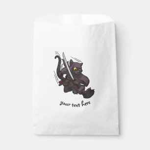 Bolsa De Papel Gato Negro Ninja Katana Espadas Patada Voladora Di