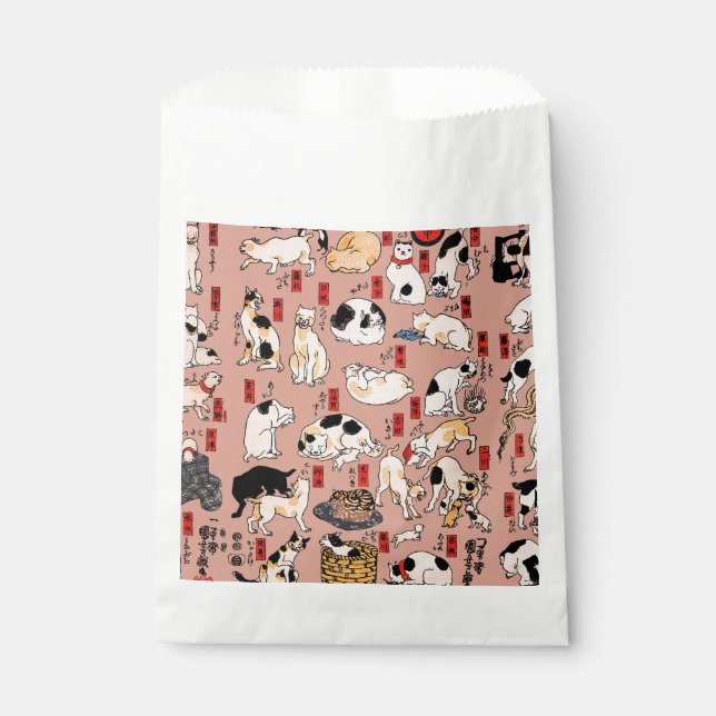Bolsa De Papel Gato Patrón Ukiyo-e Japonés Antiguo: Kuniyoshi (Anverso)