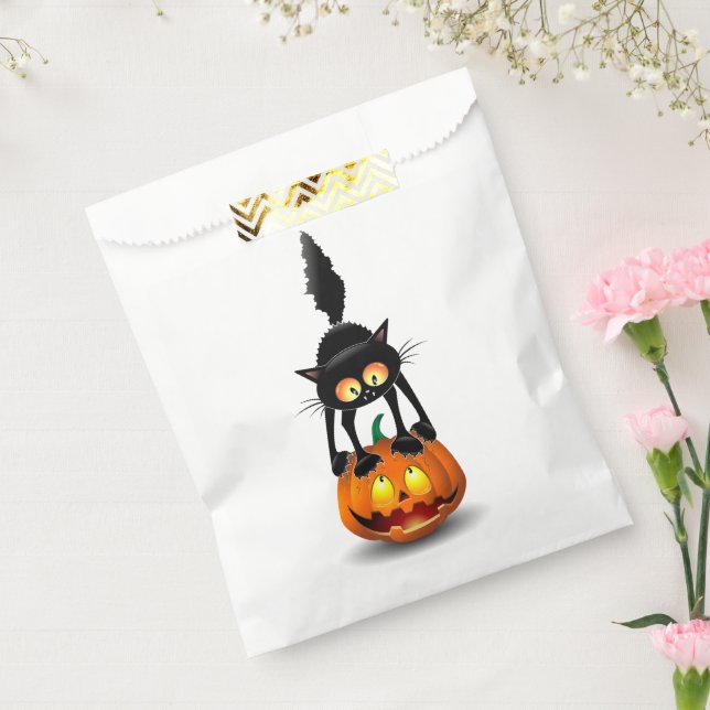 Bolsa De Papel Gato Personalizado asustado de Halloween en calaba (Sellado)