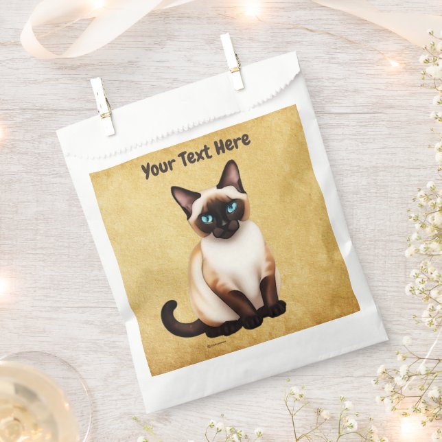 Bolsa De Papel Gato Siamés En Papel Antiguo (Cortado)