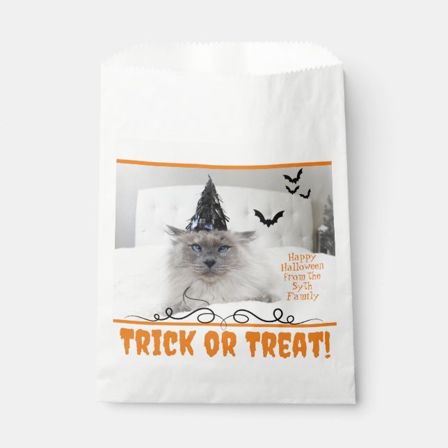 Bolsa De Papel Gato Sombrío En Bolsas De Tratamiento De Halloween (Anverso)
